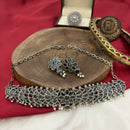 FS Collection Vintage Look Oxidised Pota Stone And Pearl Choker Necklace Set