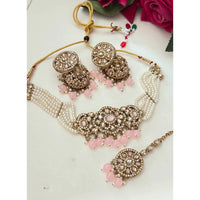 FS Collection Elegant Glow Crystal Stone And Pearl Necklace Set