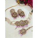 FS Collection Elegant Glow Crystal Stone And Pearl Necklace Set