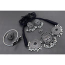 FS Collection Oxidised Plated Gleam Drop Pota And Pearl Necklace Set