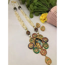 FS Collection Modern Fusion Pota Pearl And Beads Long Necklace Set