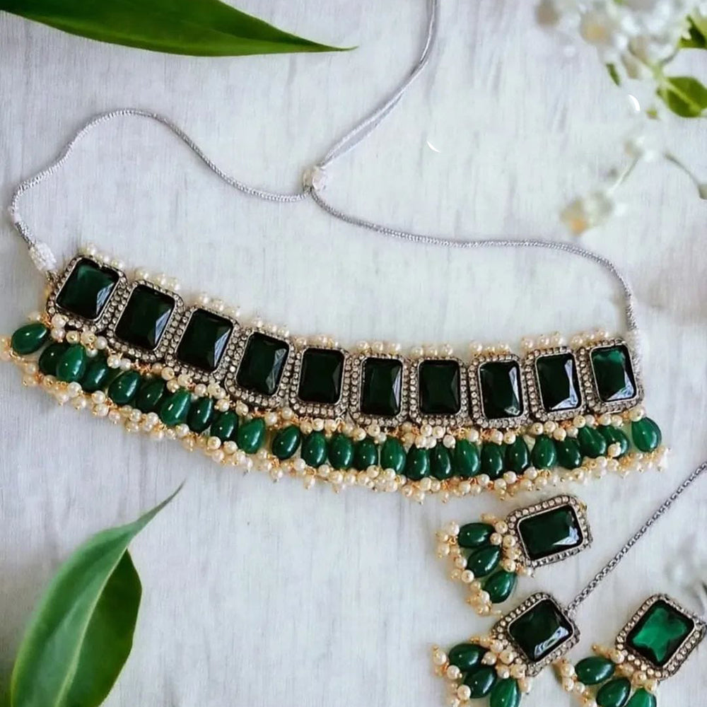 FS Collection Timeless Glow Pota Stone And Pearl Necklace Set 