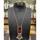 FS Collection Royal 2 Tone Pota Stone And Pearl Long Necklace Set