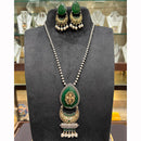 FS Collection Royal 2 Tone Pota Stone And Pearl Long Necklace Set