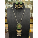 FS Collection Royal 2 Tone Pota Stone And Pearl Long Necklace Set