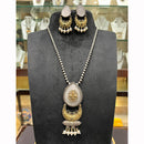 FS Collection Royal 2 Tone Pota Stone And Pearl Long Necklace Set