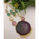 FS Collection Shimmering Pota Mother Of Pearls Long Necklace Set