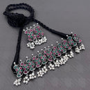 FS Collection Royal Oxidised Plated Pota Stone And Pearl Necklace Set