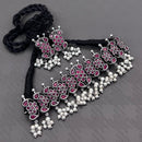 FS Collection Royal Oxidised Plated Pota Stone And Pearl Necklace Set