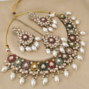 FS Collection Elegant Crystal Stone Pearl Necklace Set