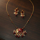 FS Collection Traditional Pota Stone And Pearl Meenakari Designer Necklace Set