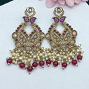 FS Collection Graceful Crystal Stone Pearl And Beaded Dangler Earrings