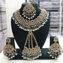FS Collection Royal Crystal Stone And Pearl Statement Necklace Set