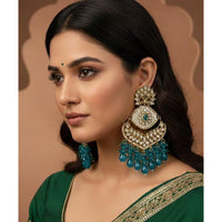 FS Collection Kundan Stone And Beads Designer Dangler Earrings