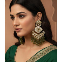 FS Collection Kundan Stone And Beads Designer Dangler Earrings