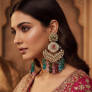 FS Collection Kundan Stone And Beads Designer Dangler Earrings