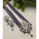 FS Collection Luxe American Diamond And Pearl Partywear Long Necklace Set