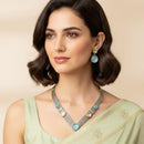 FS Collection Elegant 2-Tone Plated Pota Stone Necklace Set