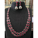 FS Collection Oxidised Royal Pota Stone And Pearl Statement Necklace Set