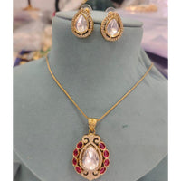 FS Collection Elegant Pota Stone And Austrian Chain Pendant Set