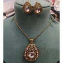 FS Collection Elegant Pota Stone And Austrian Chain Pendant Set
