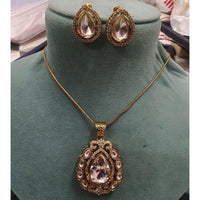 FS Collection Elegant Pota Stone And Austrian Chain Pendant Set