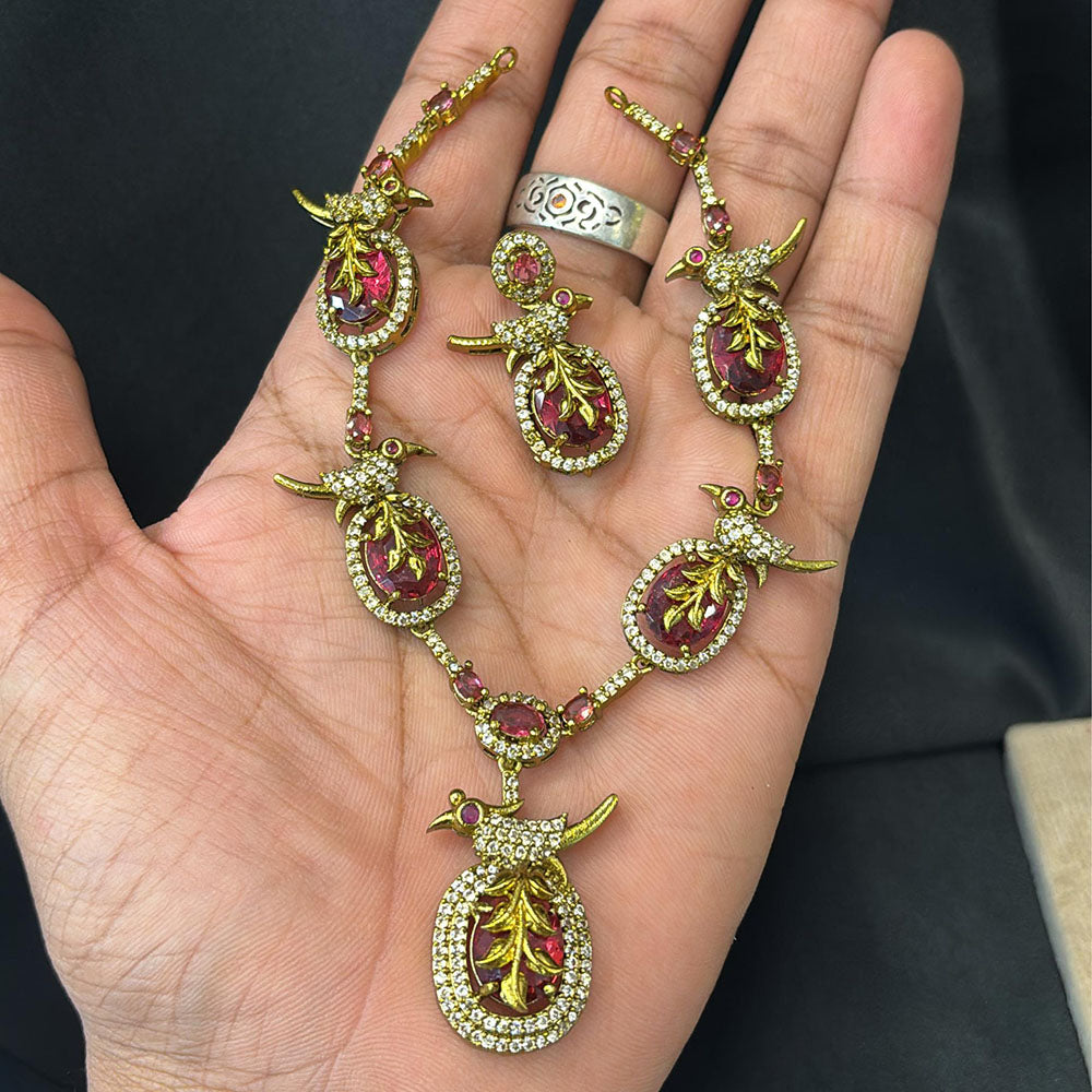 FS Collection Sparkling Austrian And Pota Stone Elegance Necklace Set
