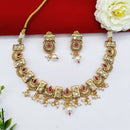 FS Collection Sparkling Pota Stone And Pearl Elegance Necklace Set