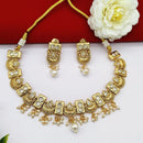 FS Collection Sparkling Pota Stone And Pearl Elegance Necklace Set