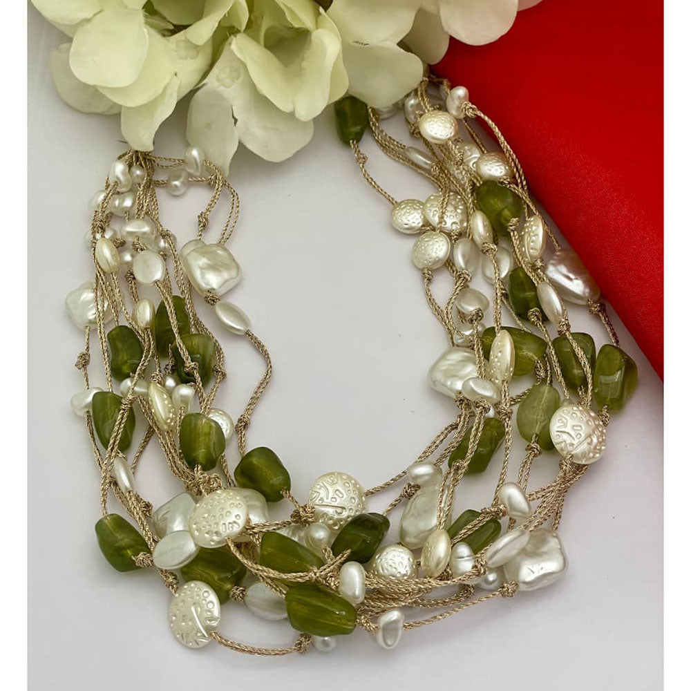 FS Collection Trendy Pearl Designer Multi Layer Necklace