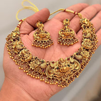 FS Collection Pota Stone And Pearl Temple Designer Necklace Set