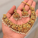 FS Collection Pota Stone And Pearl Temple Designer Necklace Set