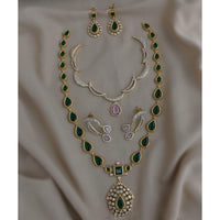 FS Collection Royal Pota And Austrian Stone Double Strand Necklace Set