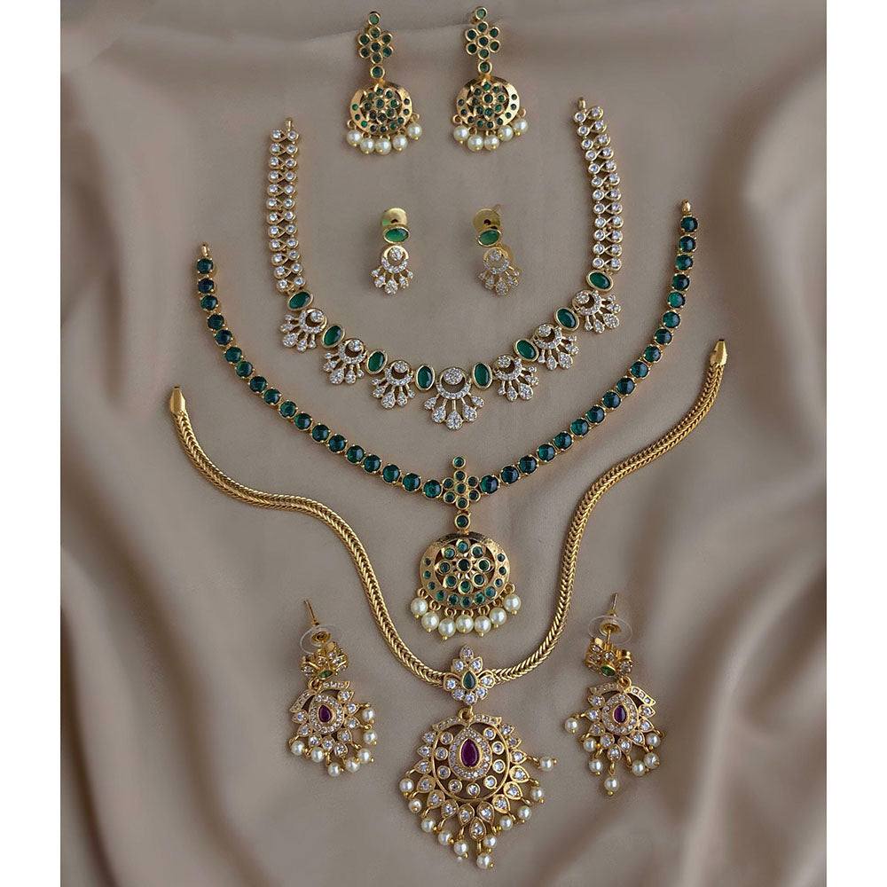 FS Collection Luxury Pota Stone And Austrian Party Wear Combo Set 