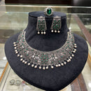 FS Collection Vintage Style Oxidised Pota Stone And Pearl Necklace Set