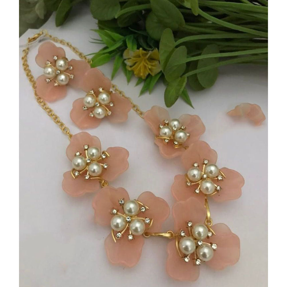 FS Collection Trendy Blossom Pearl Necklace Set 