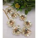 FS Collection Trendy Blossom Pearl Necklace Set 