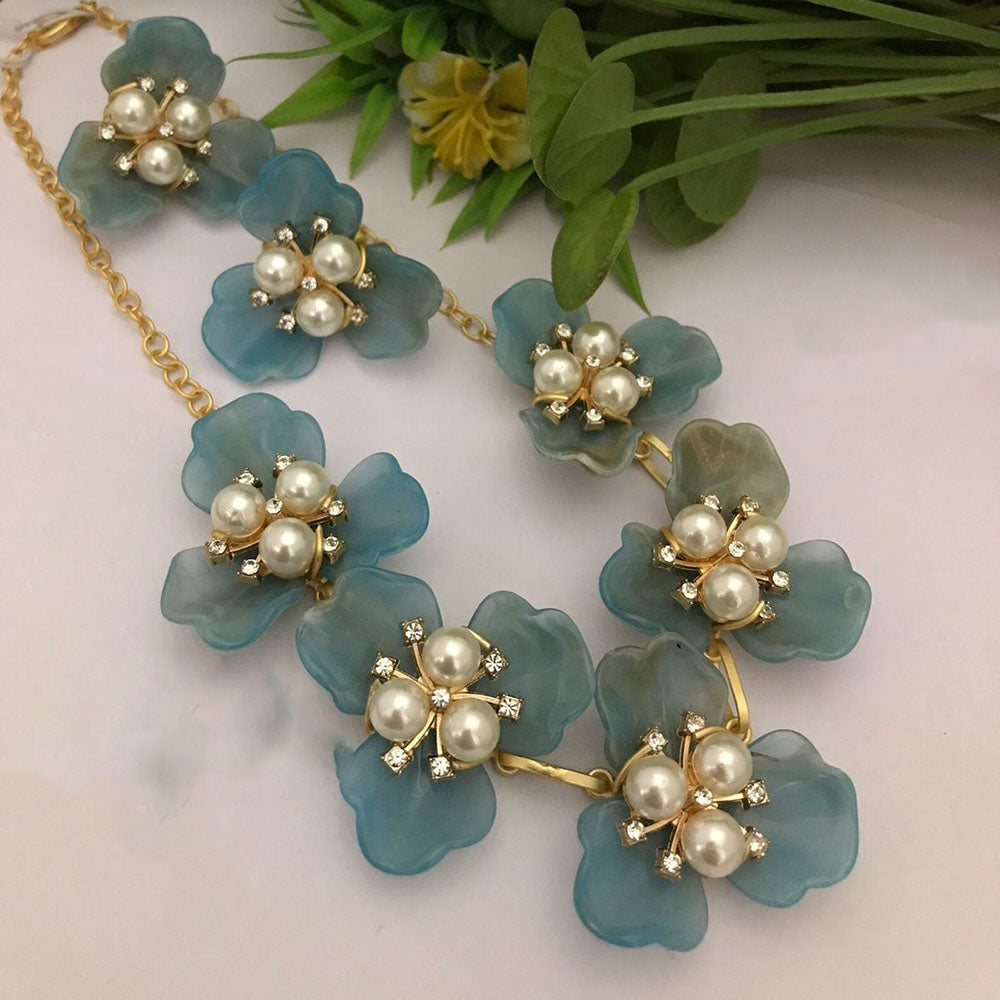 FS Collection Trendy Blossom Pearl Necklace Set 