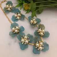 FS Collection Trendy Blossom Pearl Necklace Set 