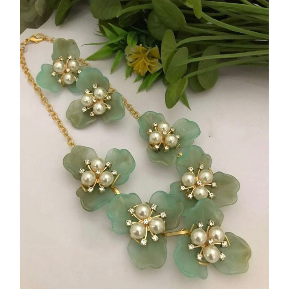 FS Collection Trendy Blossom Pearl Necklace Set
