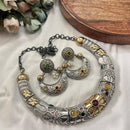 FS Collection 2 Tone Plated Pota Stone And Pearl Necklace Set