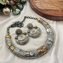 FS Collection 2 Tone Plated Pota Stone And Pearl Necklace Set
