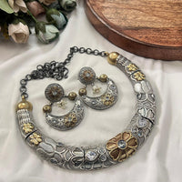 FS Collection 2 Tone Plated Pota Stone And Pearl Necklace Set