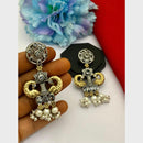 FS Collection 2 Tone Plated Pota Stone And Pearl Dangler Earrings