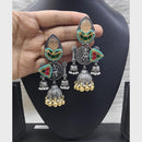 FS Collection 2 Tone Plated Pota Stone And Pearl Jhumki Earrings
