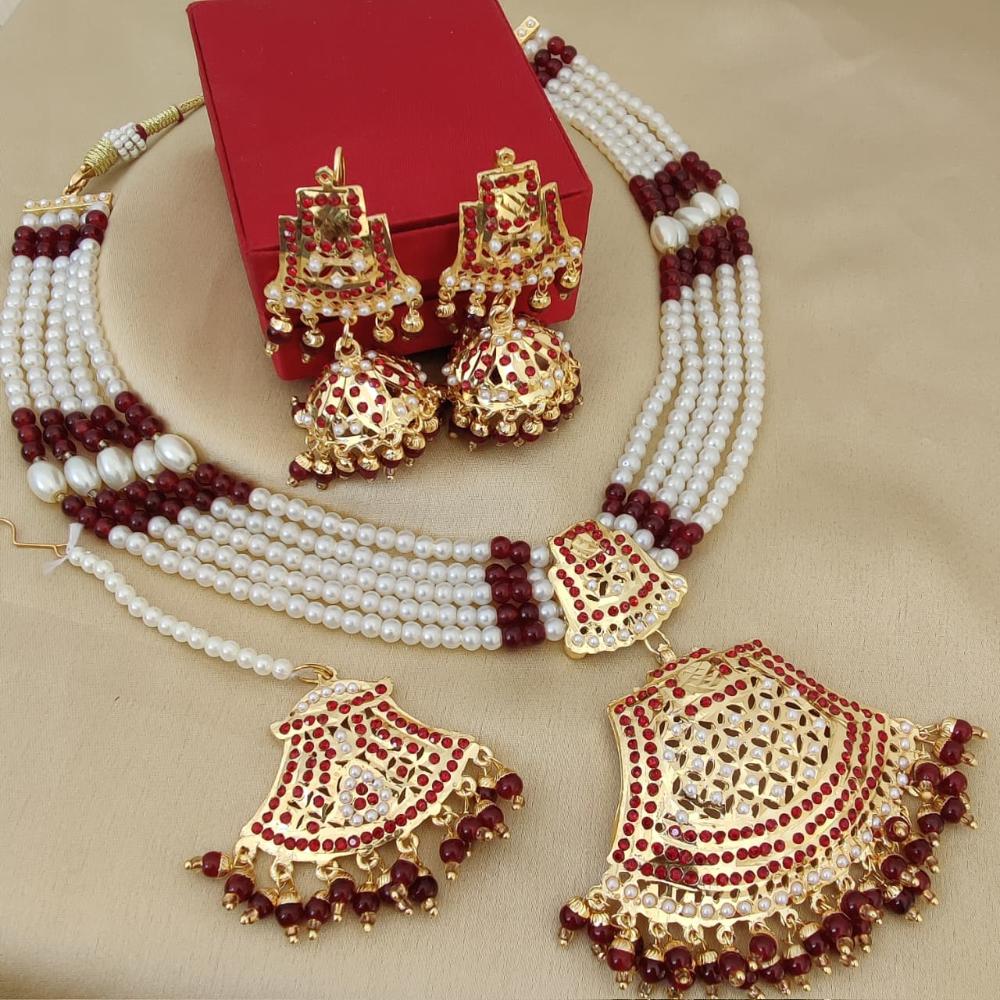 FS Collection Premium Austrian Stone Pearl And Beads Necklace Set