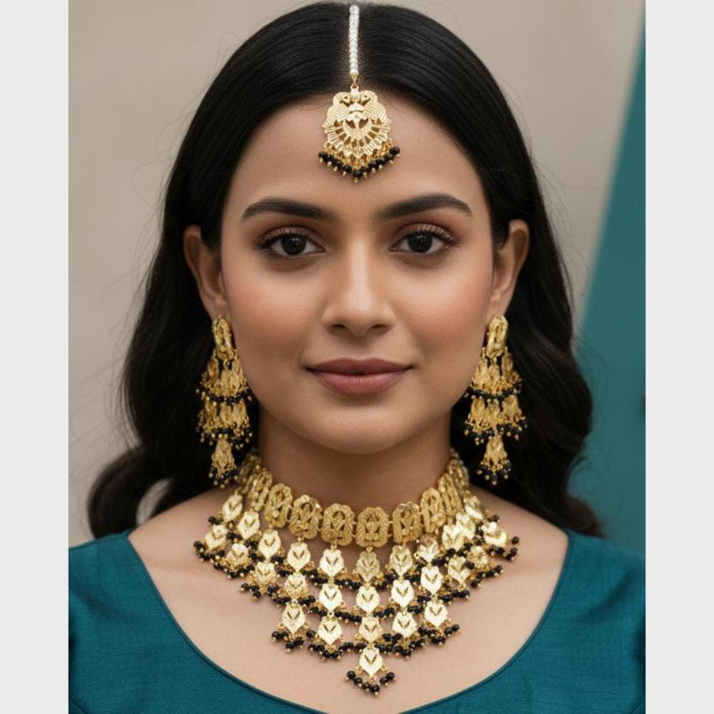 FS Collection Ethnic Design Beads And Pearl Choker Necklace Set 