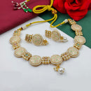 FS Collection Sparkling Pota Stone And Pearl Elegance Meenakari Necklace Set