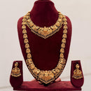 FS Collection Sparkling Pota Stone And Pearl Goddess Temple Double Necklace Set
