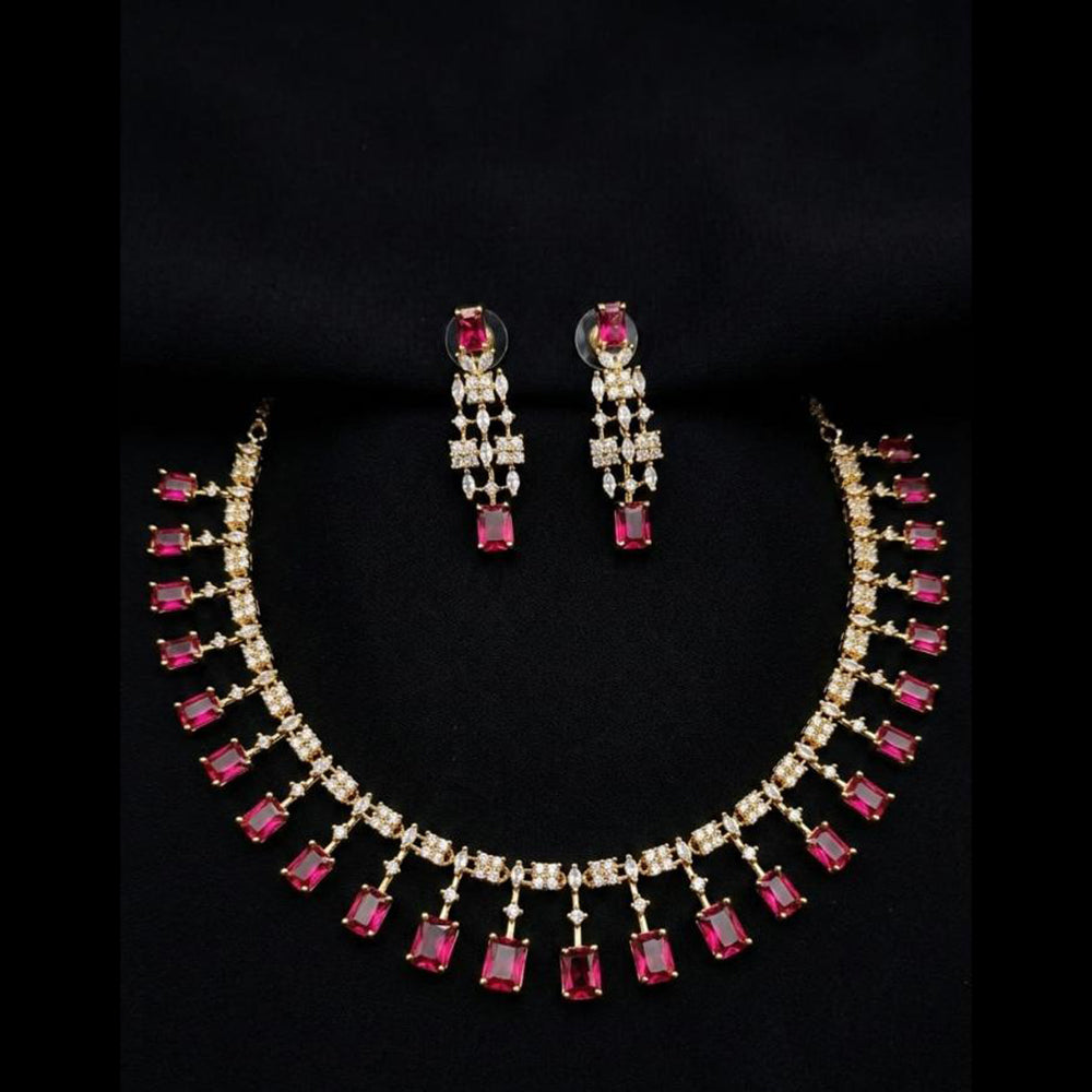 FS Collection Premium American Diamond Statement Necklace Set